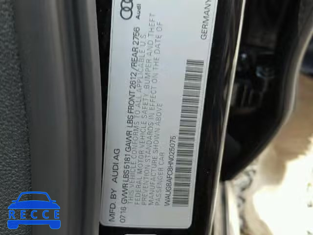 2017 AUDI A6 PREMIUM WAUG8AFC8HN025075 image 9