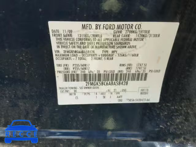 2010 FORD FLEX SE 2FMGK5BC6ABA58428 image 9