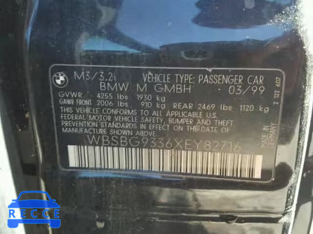 1999 BMW M3 WBSBG9336XEY82716 image 9