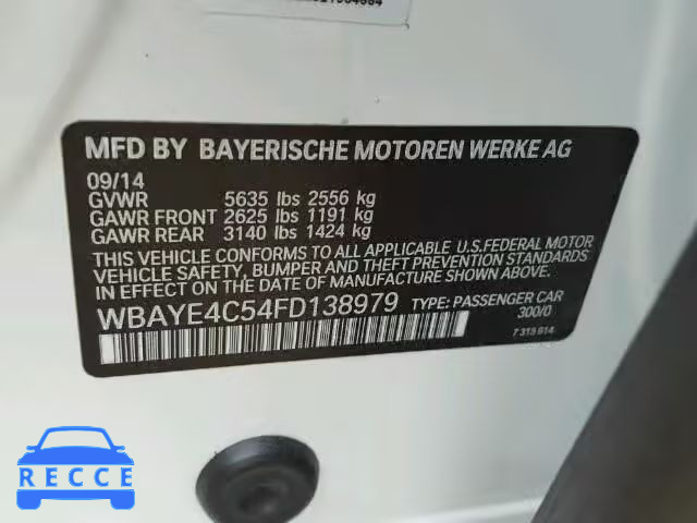 2015 BMW 740LI WBAYE4C54FD138979 зображення 9