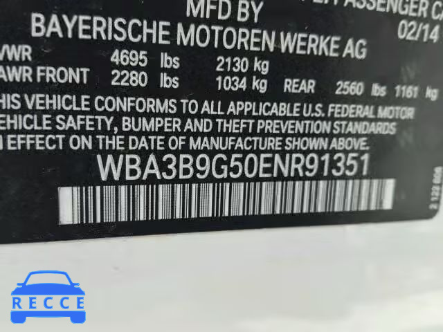 2014 BMW 335XI WBA3B9G50ENR91351 зображення 9