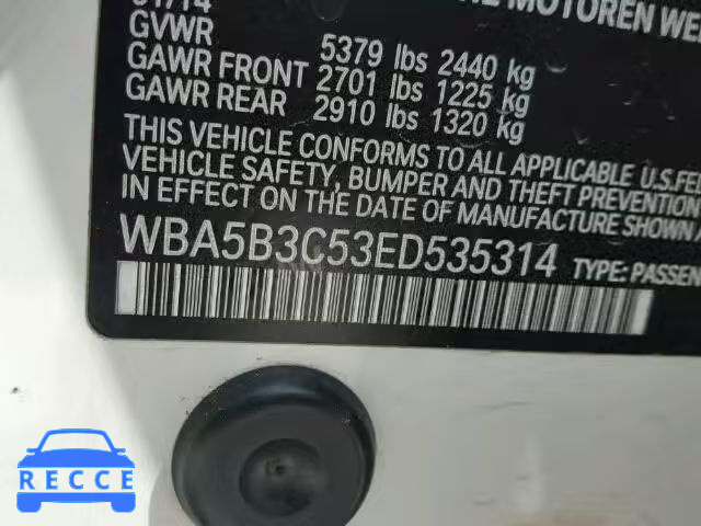2014 BMW 535XI WBA5B3C53ED535314 зображення 9