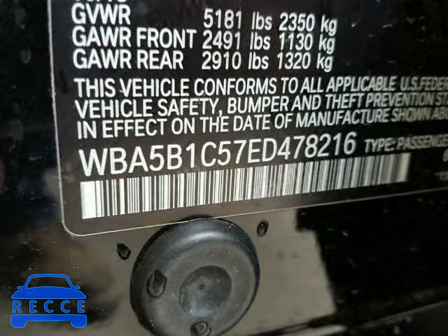 2014 BMW 535I WBA5B1C57ED478216 зображення 9
