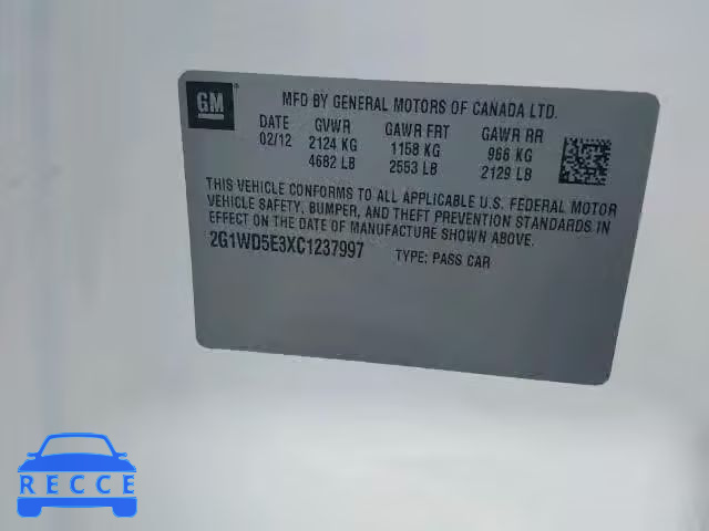 2012 CHEVROLET IMPALA POL 2G1WD5E3XC1237997 image 9
