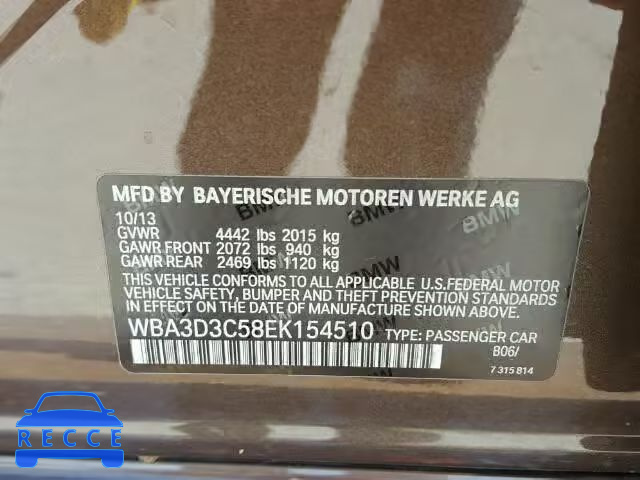 2014 BMW 328D WBA3D3C58EK154510 зображення 9