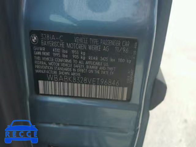 1997 BMW 328IC AUTO WBABK8328VET96846 image 9