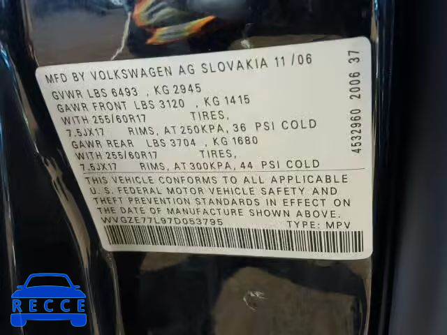 2007 VOLKSWAGEN TOUAREG V6 WVGZE77L97D053795 image 9