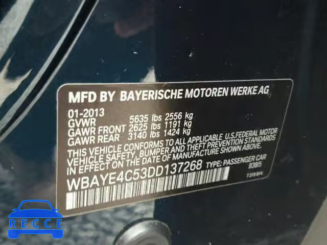 2013 BMW 740LI WBAYE4C53DD137268 зображення 9