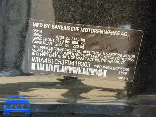 2015 BMW 435I GRAN WBA4B1C53FD418303 зображення 9