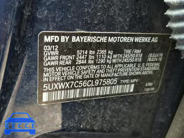 2012 BMW X3 XDRIVE3 5UXWX7C56CL975805 image 9