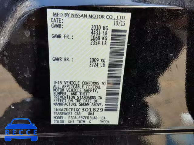 2016 NISSAN LEAF 1N4AZ0CP1GC301829 зображення 9