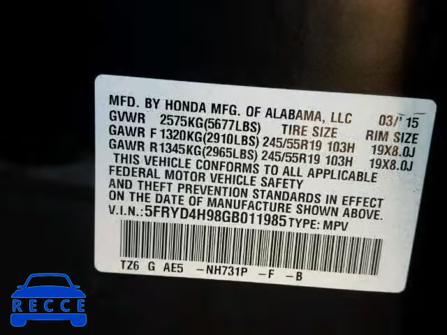 2016 ACURA MDX Advance 5FRYD4H98GB011985 Bild 9