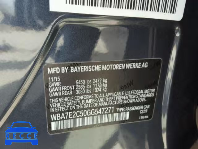 2016 BMW 740I WBA7E2C50GG547271 Bild 9