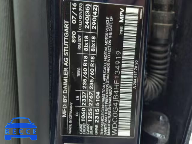 2017 MERCEDES-BENZ GLC 300 WDC0G4JB4HF134919 image 9