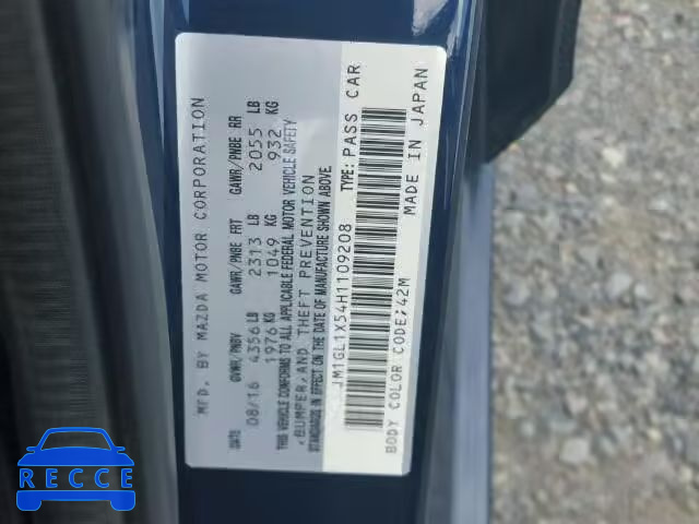 2017 MAZDA 6 GRAND TO JM1GL1X54H1109208 image 9