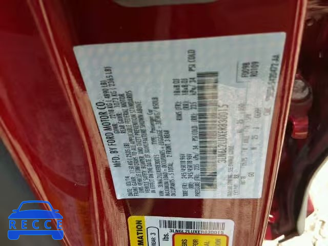 2014 LINCOLN MKZ HYBRID 3LN6L2LUXER830015 image 9