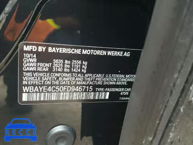 2015 BMW 740LI WBAYE4C50FD946715 зображення 9