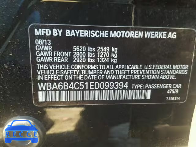 2014 BMW 650XI GRAN WBA6B4C51ED099394 image 9