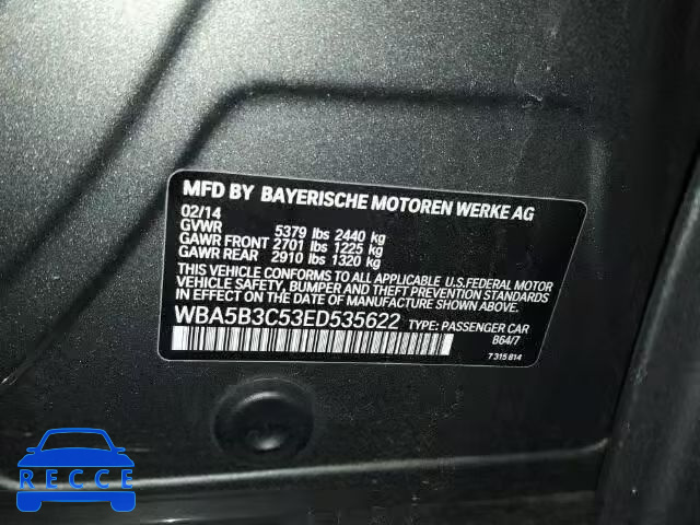 2014 BMW 535XI WBA5B3C53ED535622 image 9