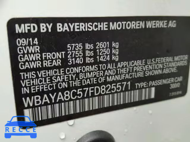 2015 BMW 750I WBAYA8C57FD825571 зображення 9