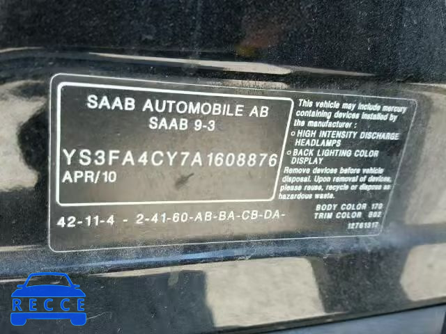 2010 SAAB 9-3 2.0T YS3FA4CY7A1608876 image 9