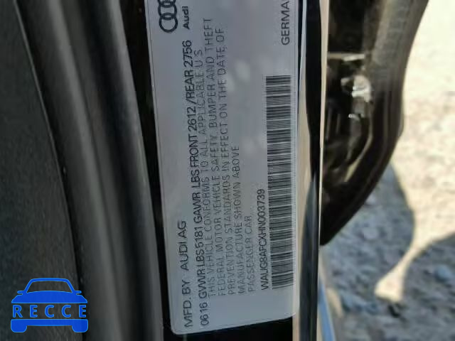 2017 AUDI A6 PREMIUM WAUG8AFCXHN003739 image 9