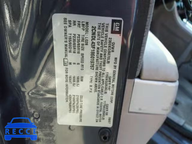 2008 CHEVROLET EQUINOX 2CNDL43F186019767 image 9