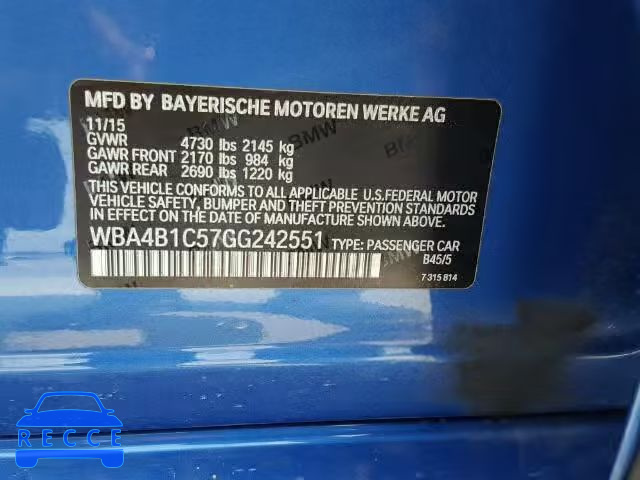 2016 BMW 435I GRAN WBA4B1C57GG242551 image 9