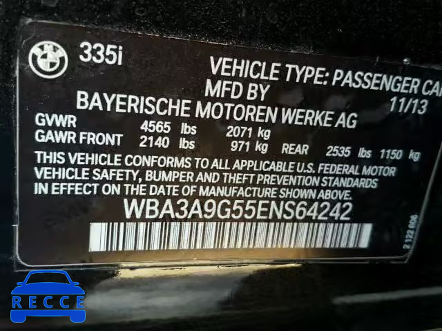 2014 BMW 335I WBA3A9G55ENS64242 image 9