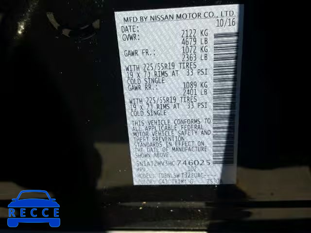 2017 NISSAN ROGUE SV 5N1AT2MV3HC746025 image 9