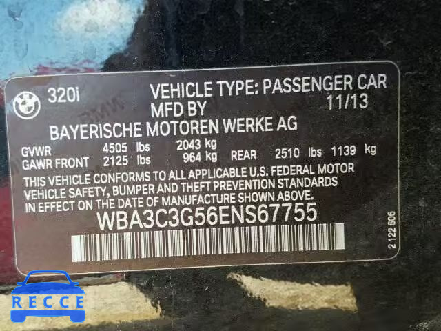 2014 BMW 320I XDRIV WBA3C3G56ENS67755 image 9