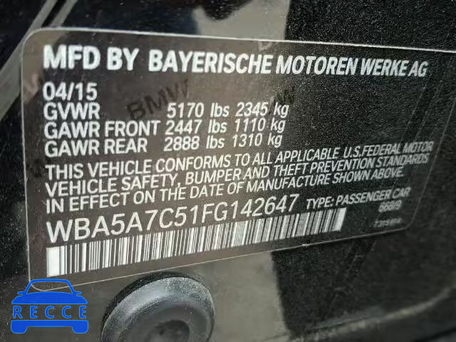 2015 BMW 528XI WBA5A7C51FG142647 зображення 9