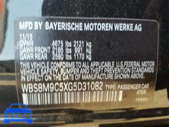 2016 BMW M3 WBS8M9C5XG5D31082 image 9