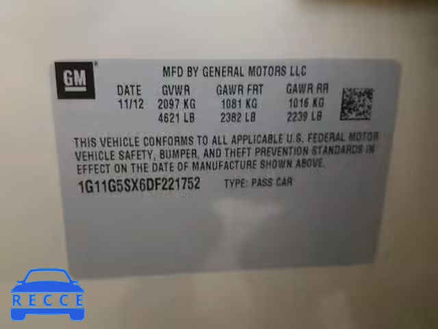 2013 CHEVROLET MALIBU 3LT 1G11G5SX6DF221752 image 9