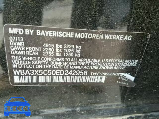 2014 BMW 328XI GT WBA3X5C50ED242958 зображення 9