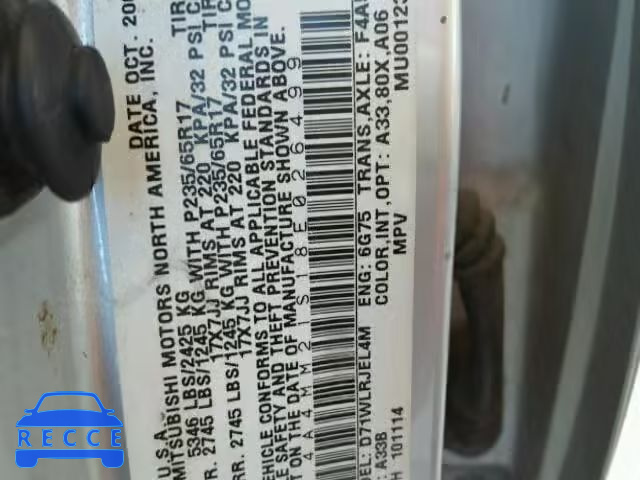 2008 MITSUBISHI ENDEAVOR L 4A4MM21S18E026499 image 9