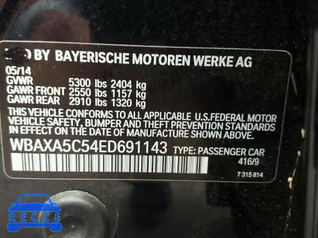 2014 BMW 535D WBAXA5C54ED691143 зображення 9