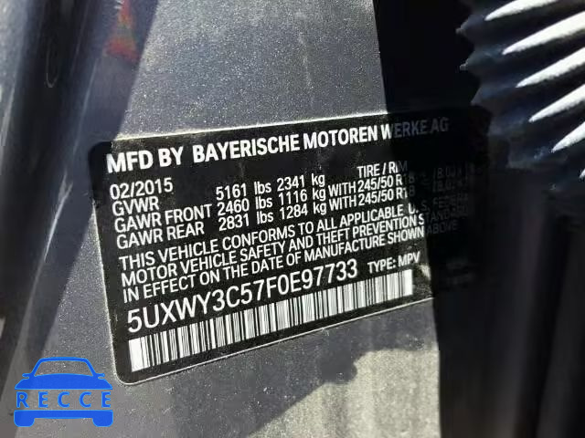 2015 BMW X3 XDRIVE 5UXWY3C57F0E97733 image 9