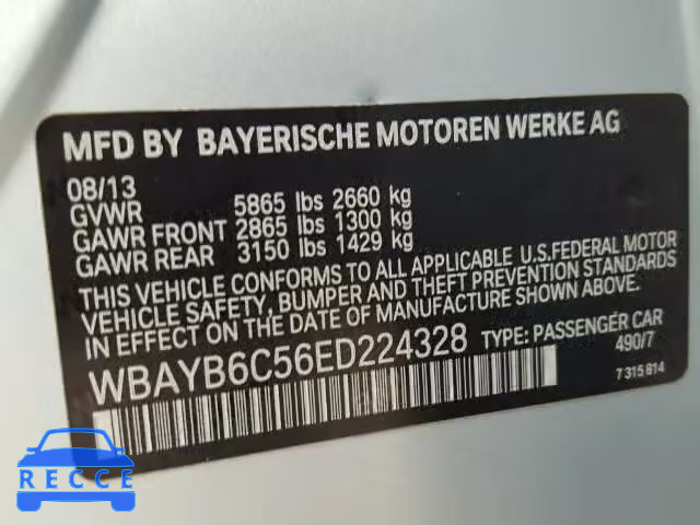 2014 BMW 750I XDRIV WBAYB6C56ED224328 зображення 9