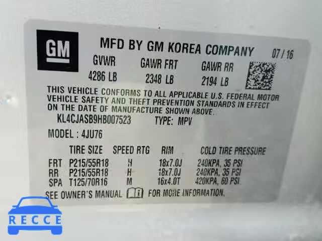 2017 BUICK ENCORE PRE KL4CJASB9HB007523 image 9