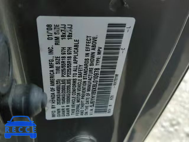 2008 HONDA ELEMENT SC 5J6YH189X8L010978 image 9