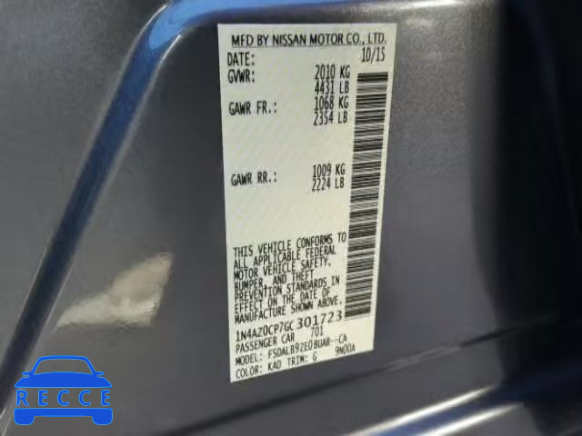 2016 NISSAN LEAF 1N4AZ0CP7GC301723 Bild 9