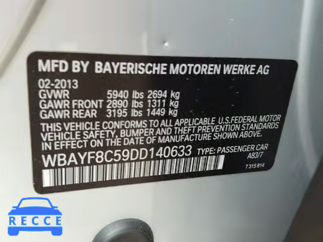 2013 BMW 750LI XDRI WBAYF8C59DD140633 image 9