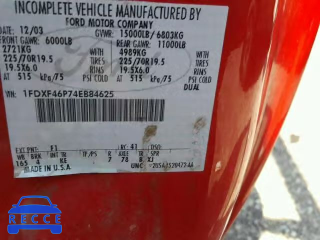 2004 FORD F450 SUPER 1FDXF46P74EB84625 image 9