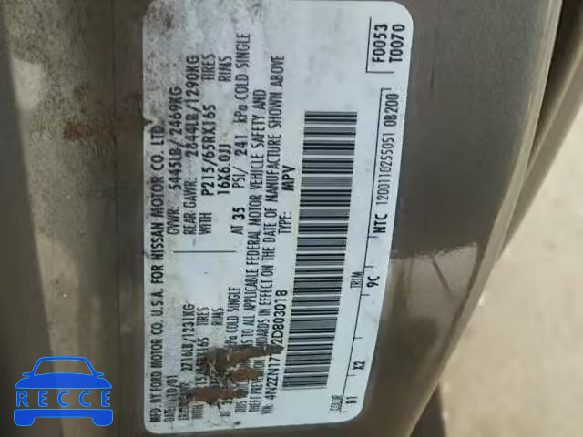 2002 NISSAN QUEST GLE 4N2ZN17T12D803018 image 9