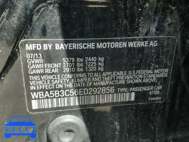 2014 BMW 535XI WBA5B3C56ED292856 image 9
