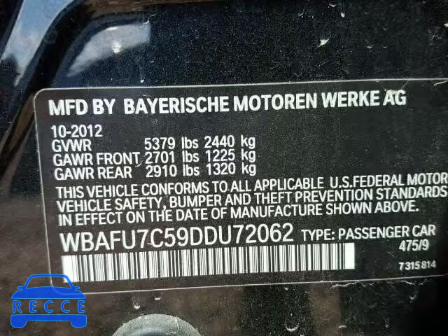 2013 BMW 535XI WBAFU7C59DDU72062 зображення 9
