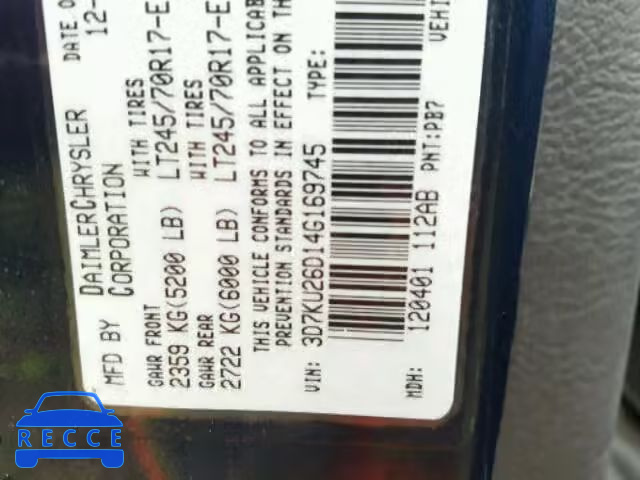 2004 DODGE RAM 2500 S 3D7KU26D14G169745 image 9