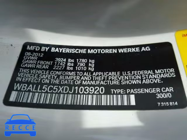 2013 BMW Z4 3.0 SDR WBALL5C5XDJ103920 зображення 9