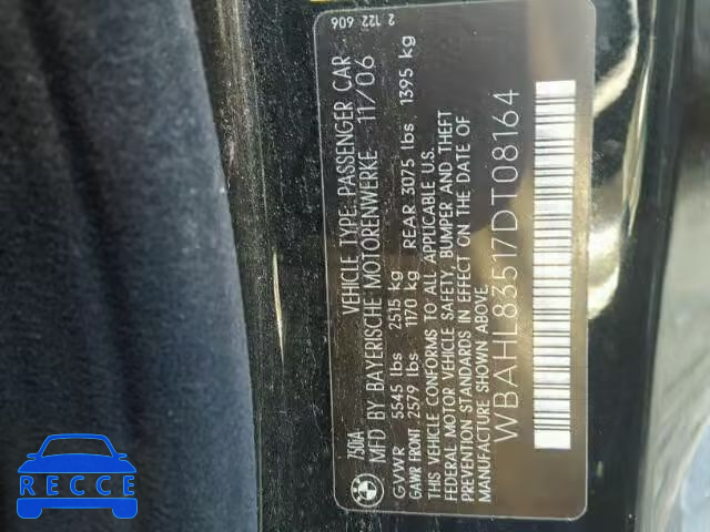 2007 BMW 750 I WBAHL83517DT08164 image 9